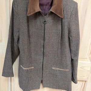 Brown Houndstooth Women's Jacket /Blazer